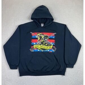 Dont Tread On Me Hoodie Sweatshirt Mens XL Black Safety Shirtz Snake Flag